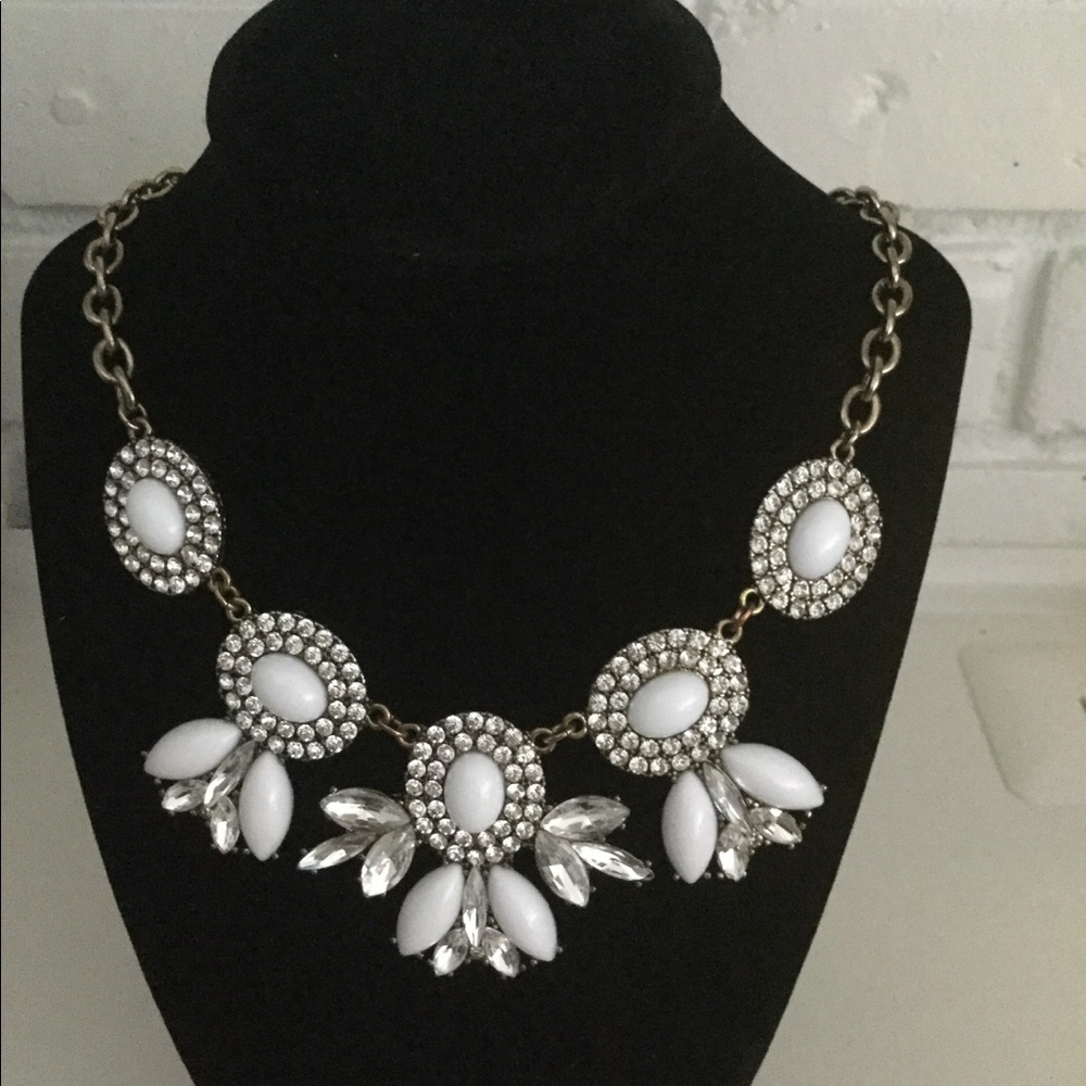 J. Crew chunky statement necklace white bling